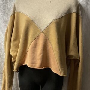 Free People Colorblock Sweater in Beige and Mustard